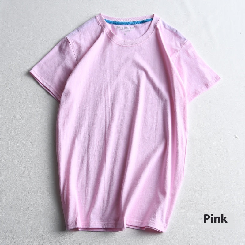 Men's Round Neck Blank Solid Color Cotton T-shirt