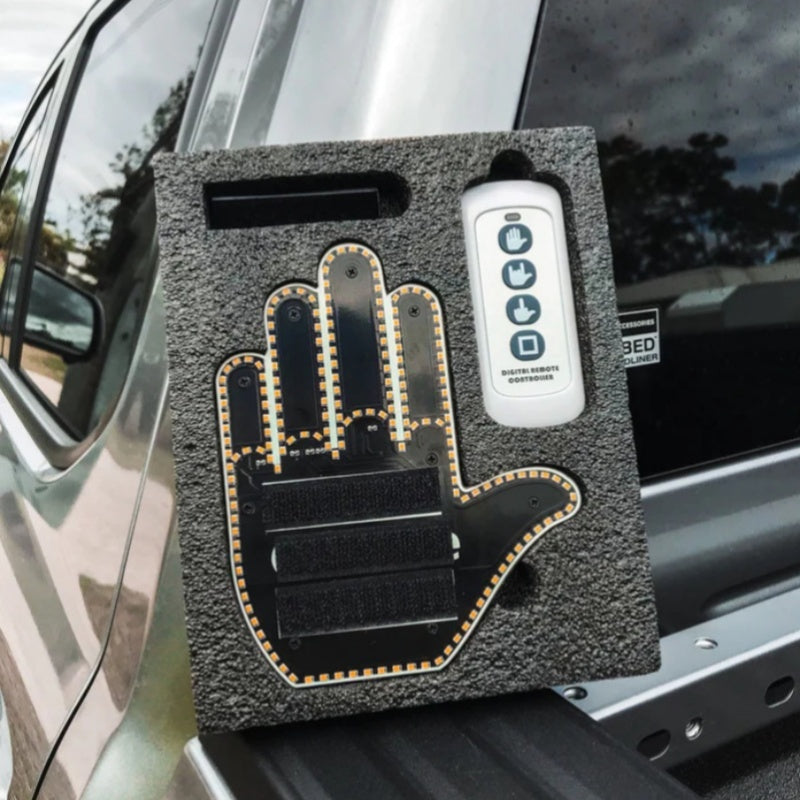 Funny LED Illuminated Car Gesture Light with Remote, Middle Finger Road Rage Sign Lamp