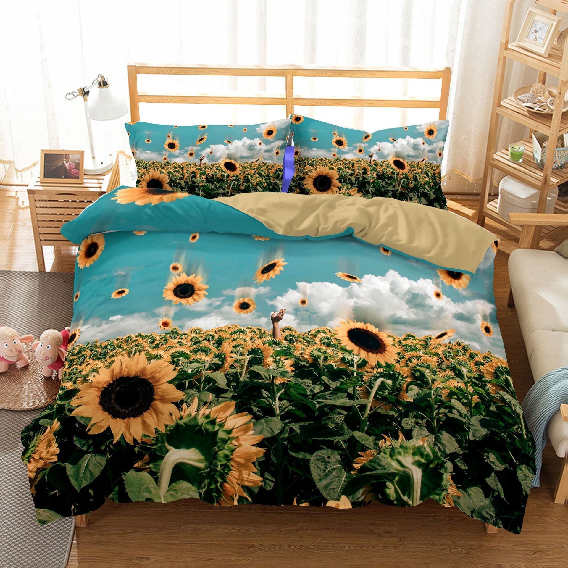 Three-Piece Sunflower Quilt Cover Bedding Set