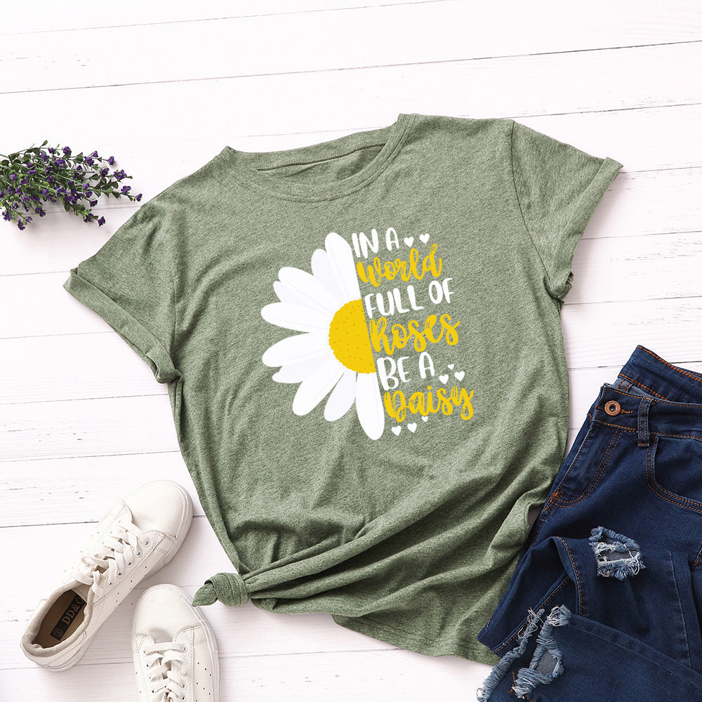 Women's Loose Round Neck Short Sleeve T-shirt Women Base