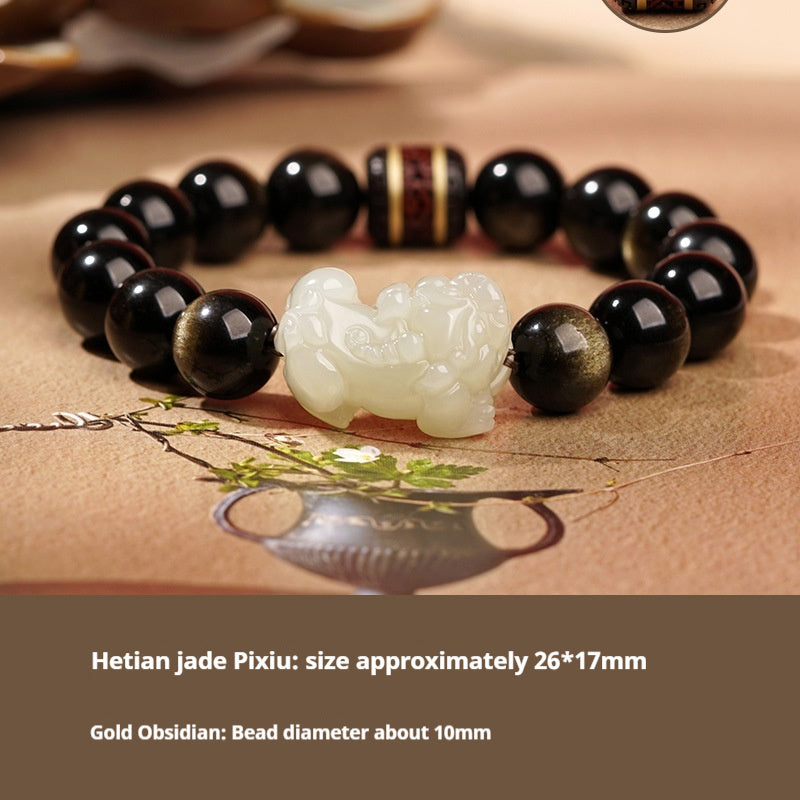 Hetian Jade Bracelet Black And Red Ropes Women