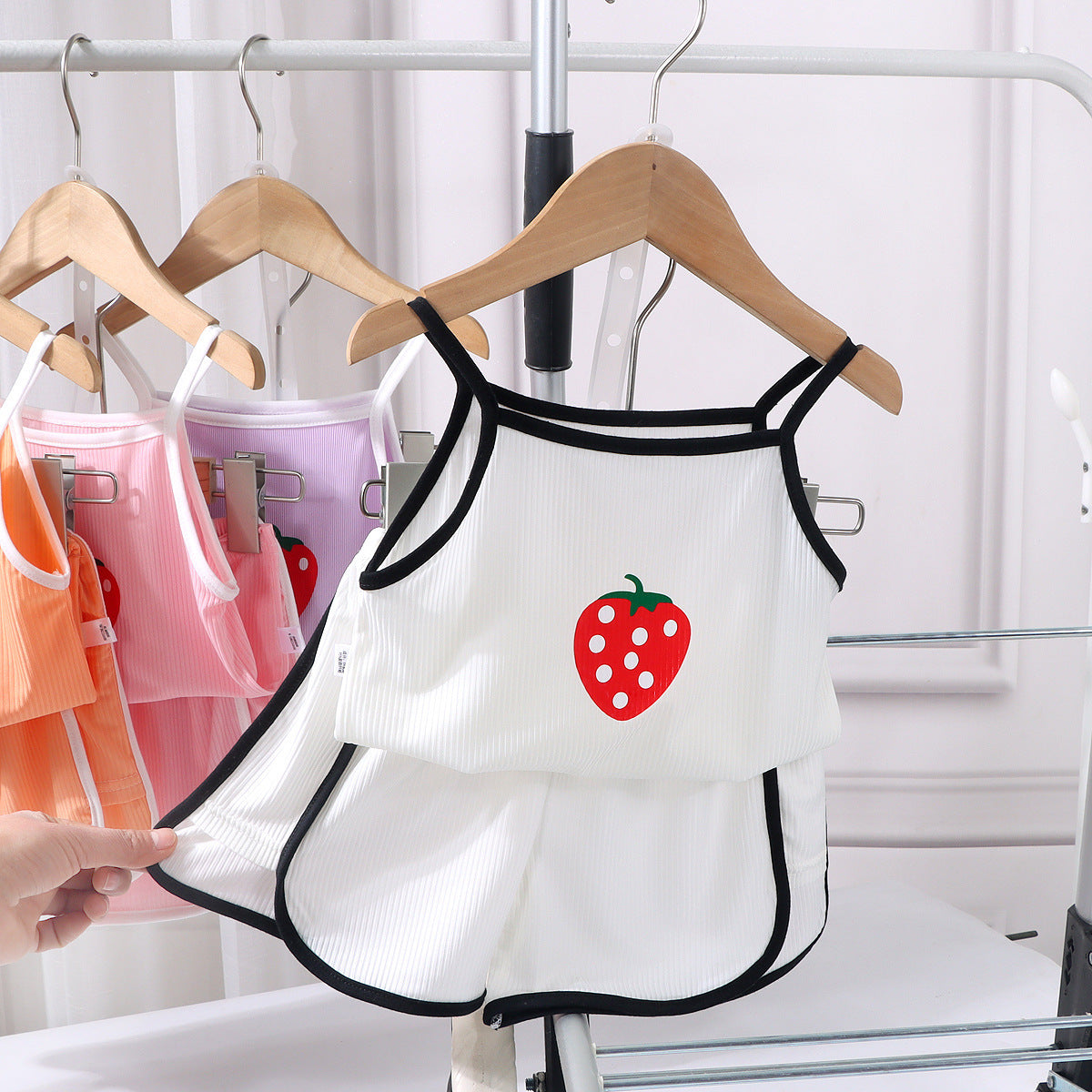 Girls Ice Silk Sling Suit Summer Loungewear