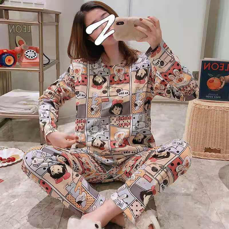 Cute Long-Sleeved Trousers Cartoon Student Pajamas Home Service Suit
