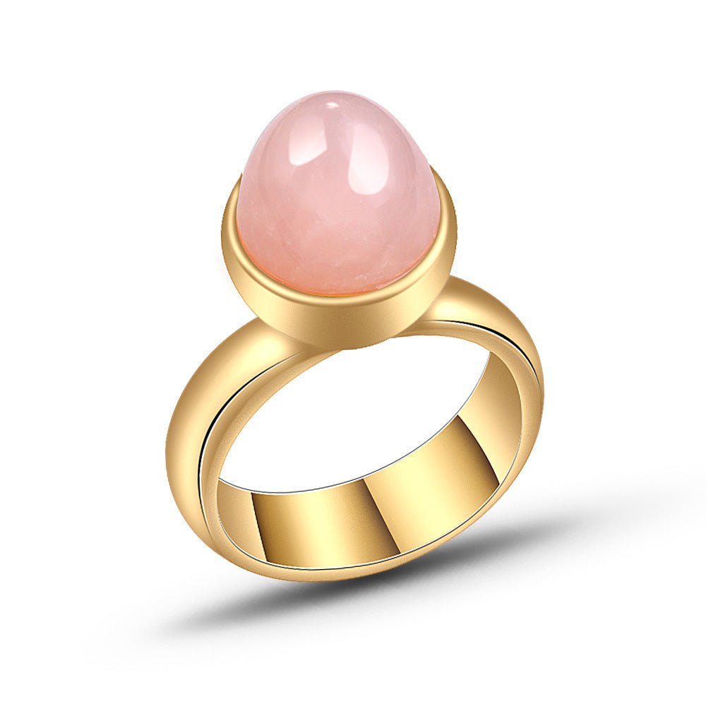 European And American Rings Cross-border Jewelry Natural  Crystal Aventurine