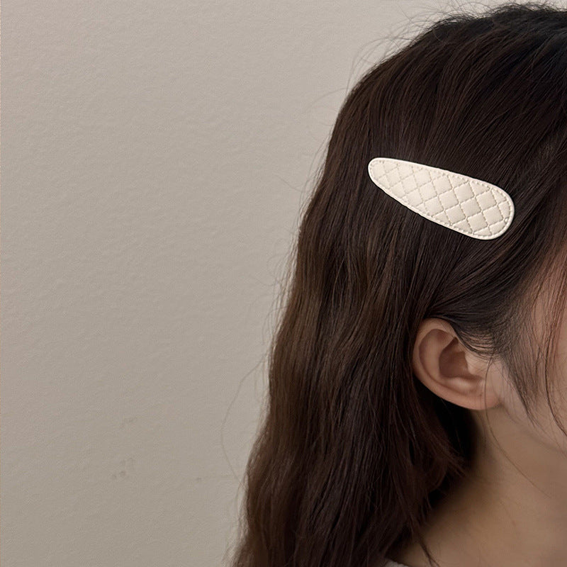 Classic Korean Style Simple All-match Diamond Plaid Fabric Edge Bang Hairpin Hair Accessories A Pair Of Hairclips Broken