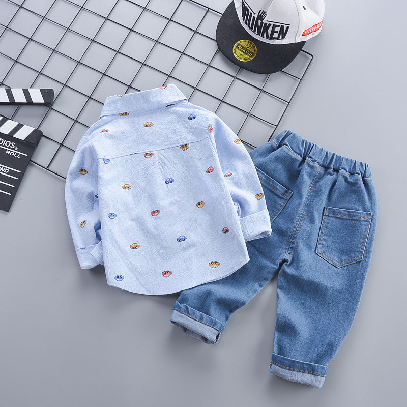 Kids Korean Style Cotton Shirt and Pants Set Regular Fit