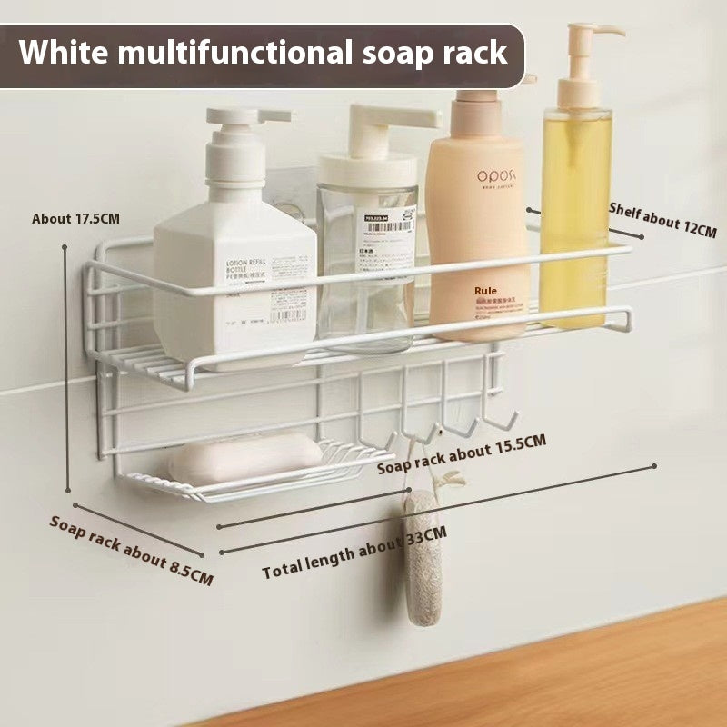Punch-Free Wall-Mounted Bathroom Storage Rack – No-Drill Easy Installation