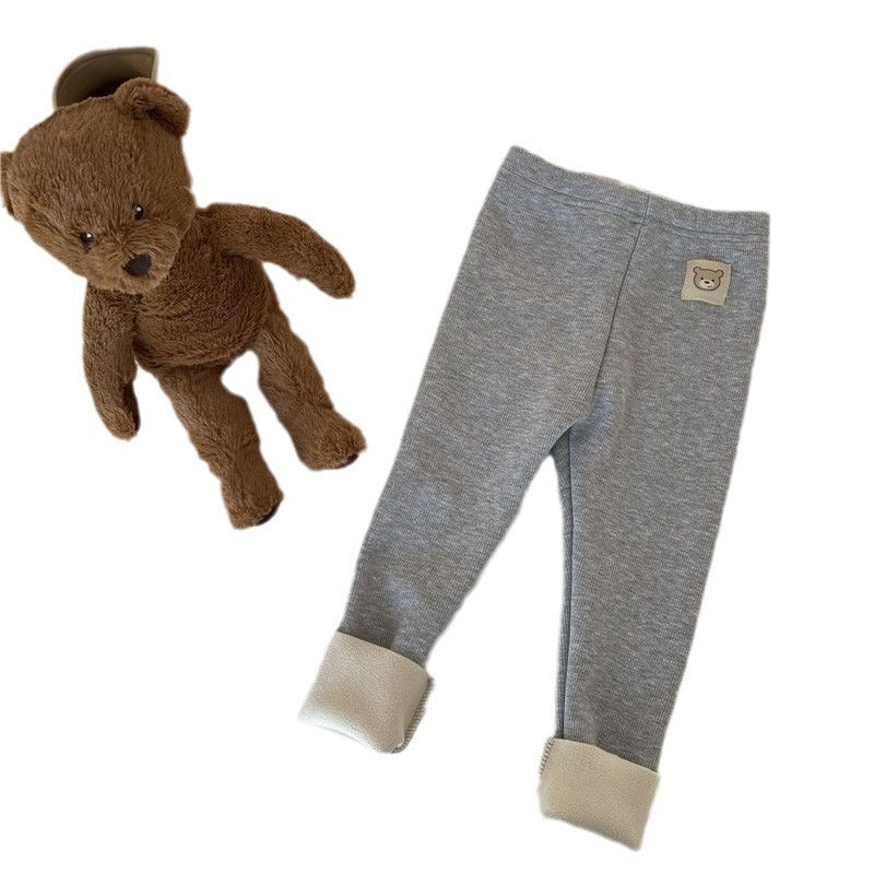 Girls Fleece Lined Leggings Single Layer Polyester Warm