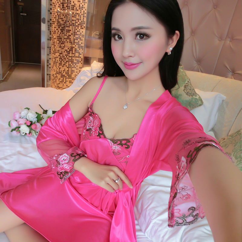 Women's Ice Silk Suspender Nightdress – Elegant Loungewear Pajamas