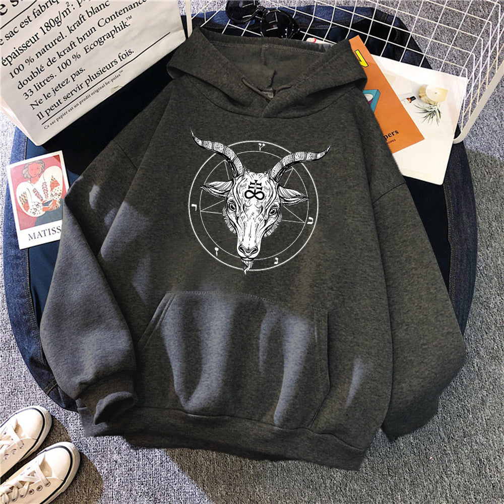 Demon Angel Sheep Head Sweatshirt Men Hooded Jacket
