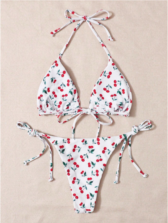 Women’s Sexy Solid Color Backless Bikini Briefs Set