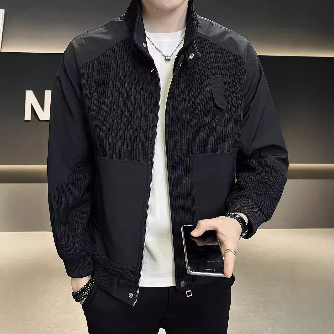Knitted Splicing Coat Men's Spring And Autumn