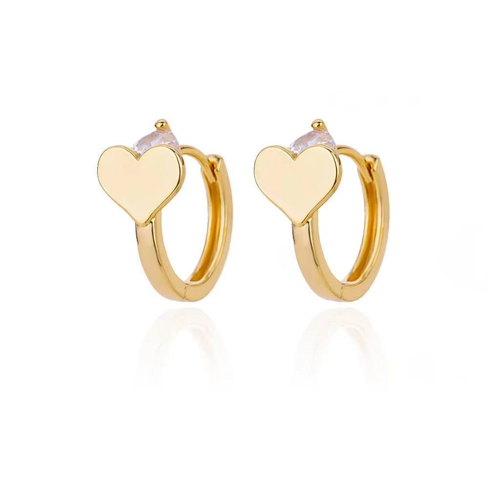 Simple Zircon Love 18K Ear Clip Female Fashion Titanium Steel Stud Earrings