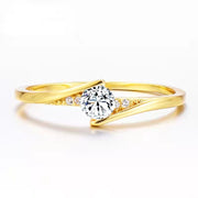 Elegant Women’s Gold-Plated Floral Engagement Ring