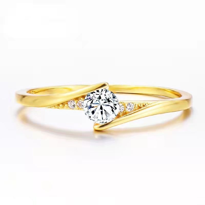 Elegant Women’s Gold-Plated Floral Engagement Ring