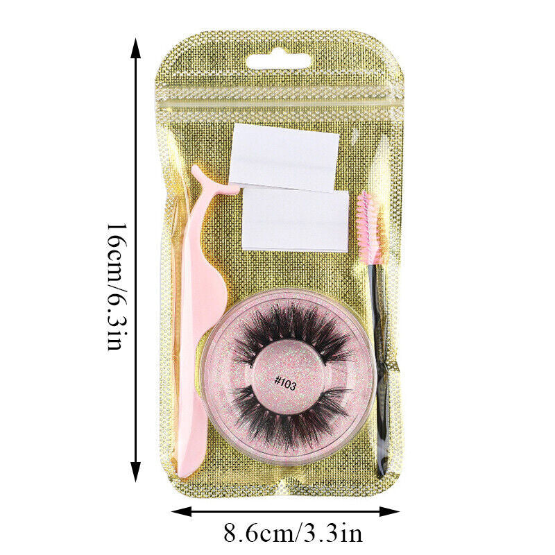 Natural Mink False Eyelashes – Round, Fluffy, Reusable Lash Extension Set