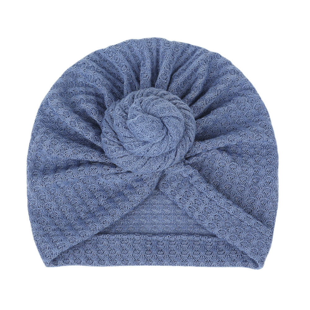 Children's Waffle Solid Color Baby Hat Elastic