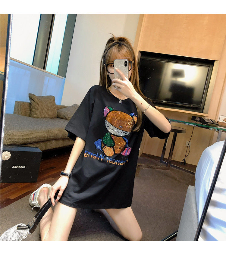 Heavy Industry Hot Drill Bear Short Sleeve T-shirt Women