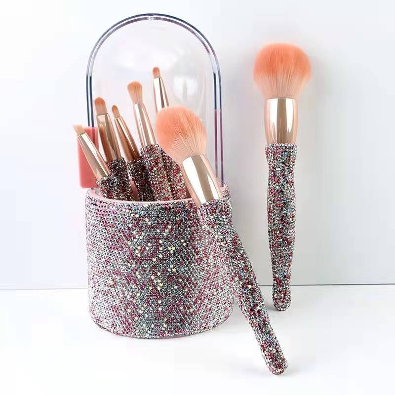 Diamond Makeup Brush Set – 8-Piece Luxury Crystal Handle Brushes