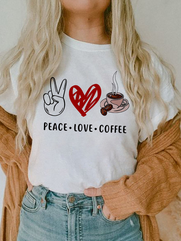 Women's Short-sleeved T-shirt Fashion Printed E Bottoming Shirt