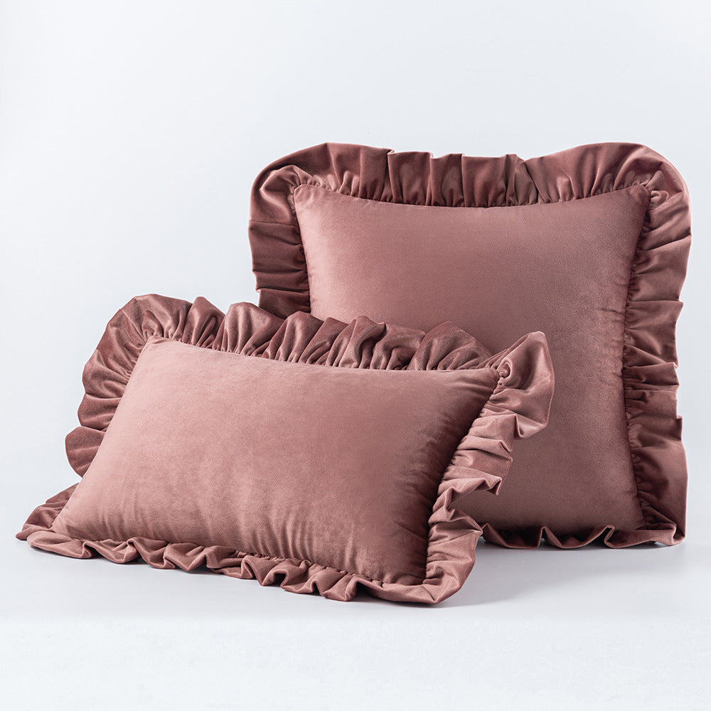 Nordic Velvet Lace Throw Pillows With Upholstered Living Room Sofa