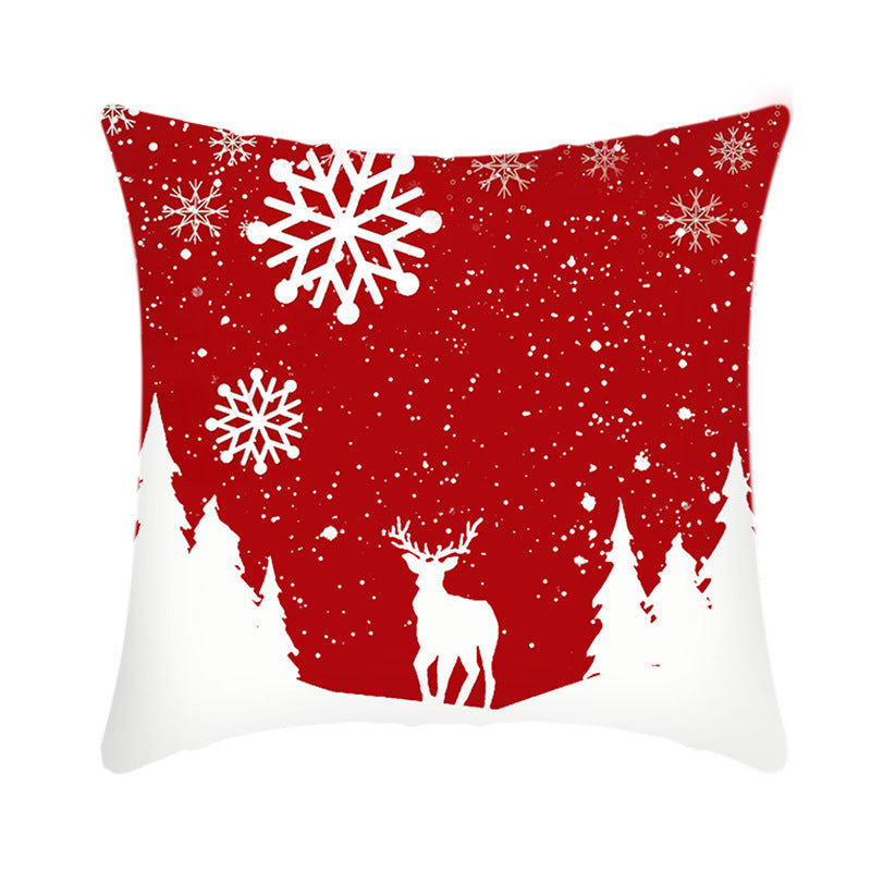 Short Plush Christmas Cushion Cover 45cm Elk Santa Pillow