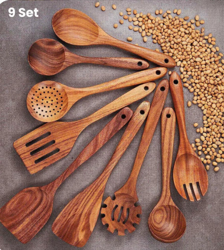 Wooden Spatula Cookware Kitchenware Set – Eco-Friendly Non-Stick Utensils for Cooking & Baking