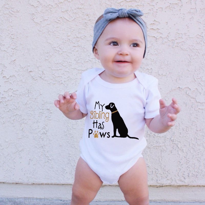 Romper Printed Baby Ins Pure Cotton Rompers One-piece My Sibling Has Paws