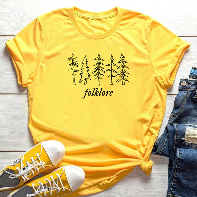 Folk Women T Shirt Hip Hop Crew Neck