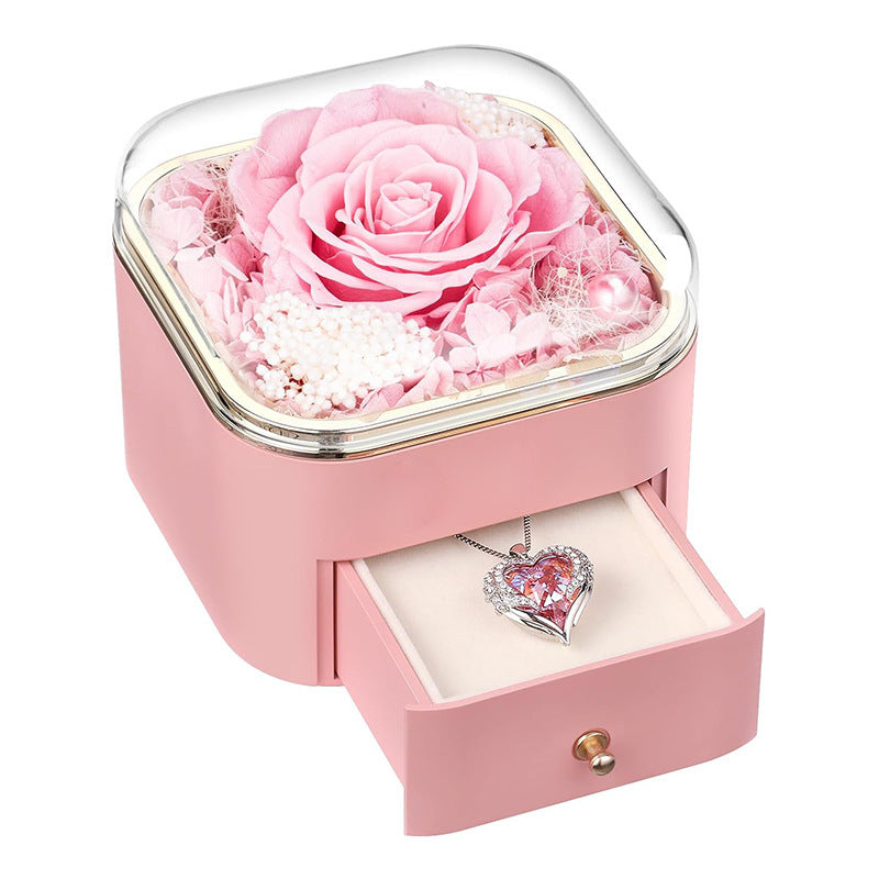 Rose Jewelry Box Drawer Organizer With Metal Construction