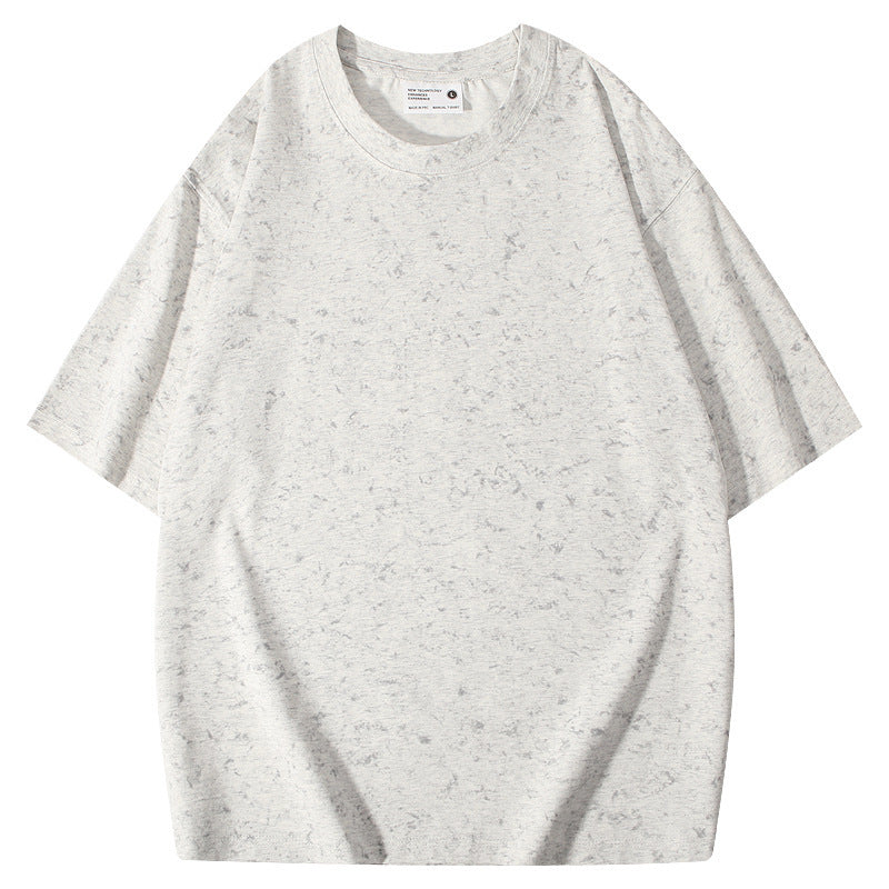Batik American Solona T-shirt 220g Washed Distressed T-shirt Loose Shoulder Round Neck