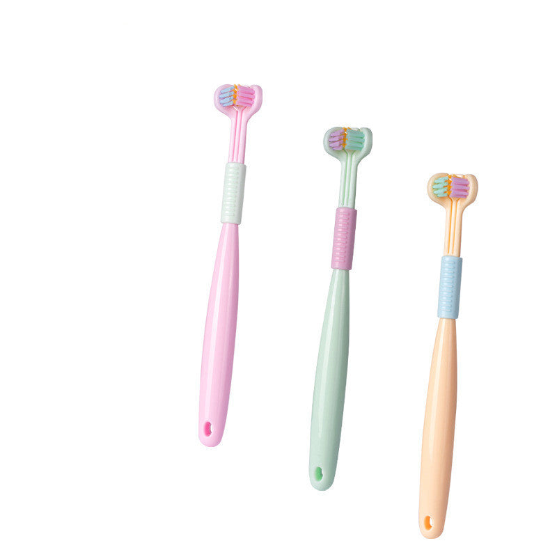Three-Sided Macaron Soft Bristle Toothbrush – Deep Clean, Safe & Portable
