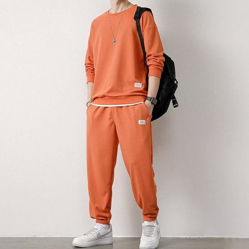 Long-sleeved Sweater Trousers Waffle Leisure Sports Student