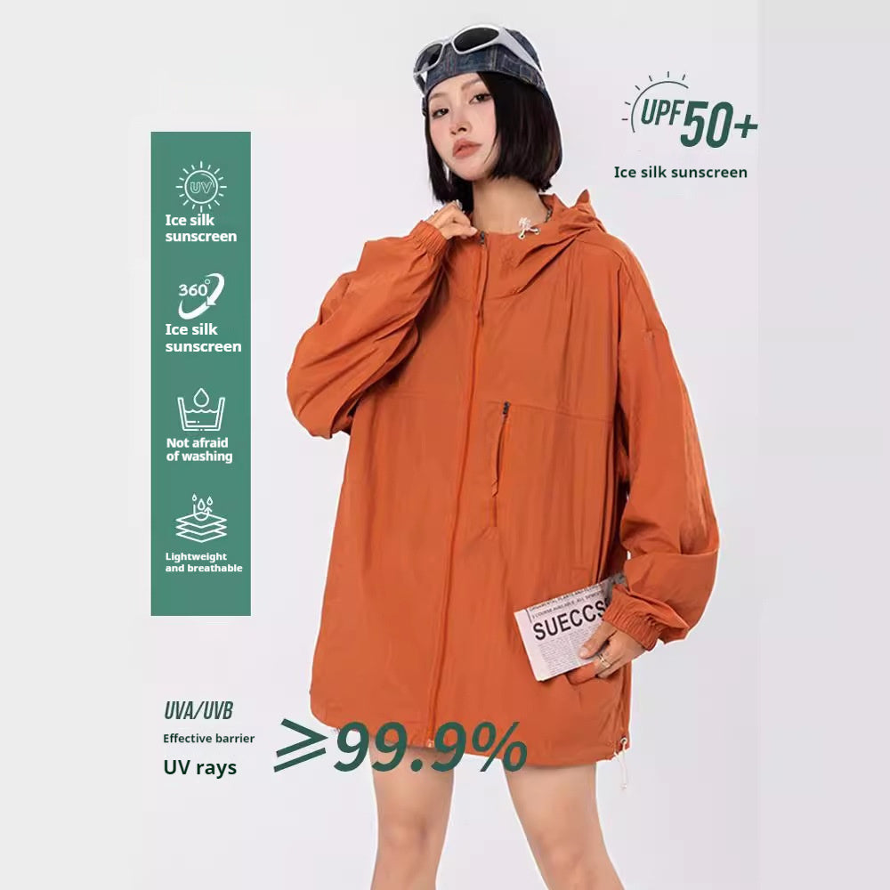Unisex Ice Silk Hooded Jacket – UPF50 Sun Protection Outdoor Wear