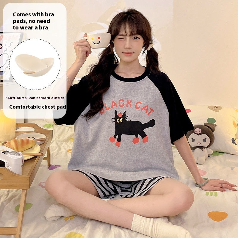 Cartoon Cute Loungewear Can Be Worn Outside With Chest Pad