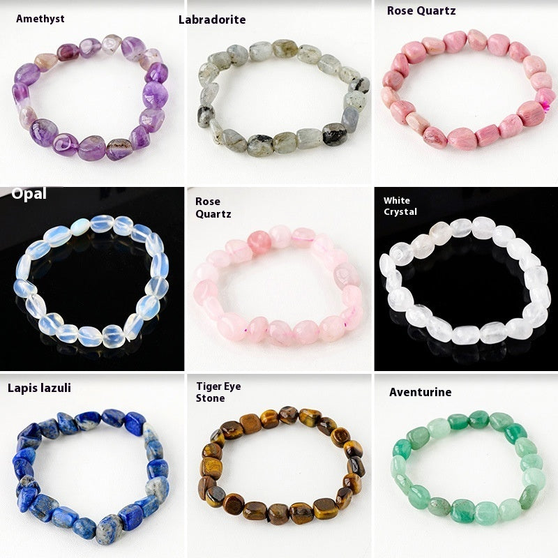 Natural Amethyst Large Particle Gravel Rolling Stone Bracelet