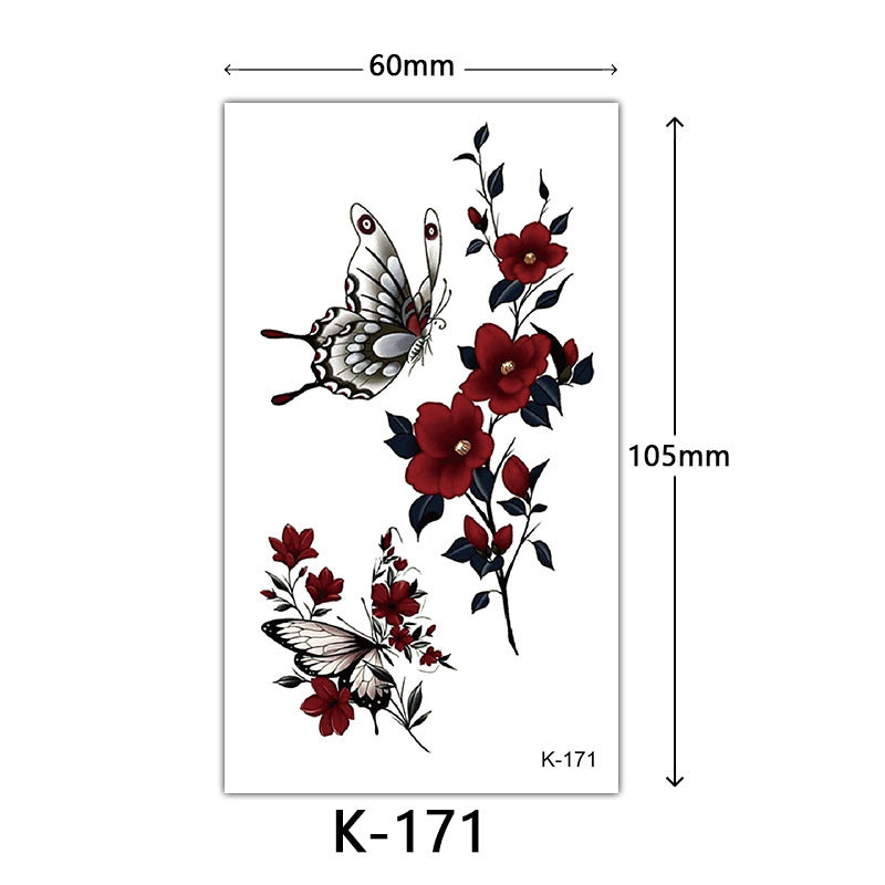 Tattoo Stickers – English Letters, Flowers, Butterfly Sketch Lines, Waterproof Temporary Tattoo