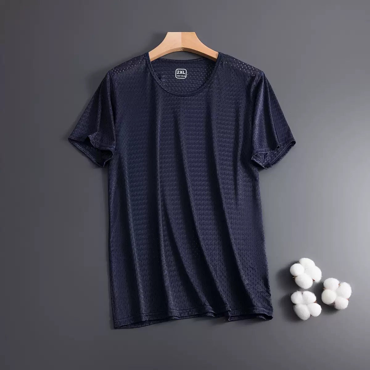 Ice Silk Short Sleeve T-shirt Men's Ultra-thin Mesh Loose Quick-drying Crew Neck