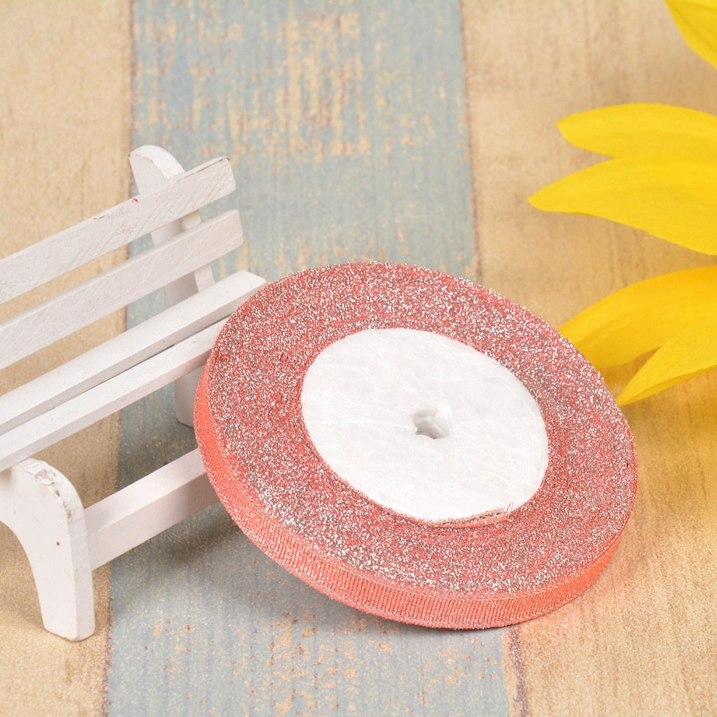 Silk And Polyester Ribbon With Silver Wire For Gift Wrap