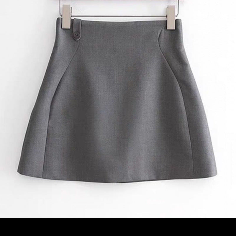 Women’s Gray High Elastic Hip Skirt – Slim Fit Urban Style Mini Skirt