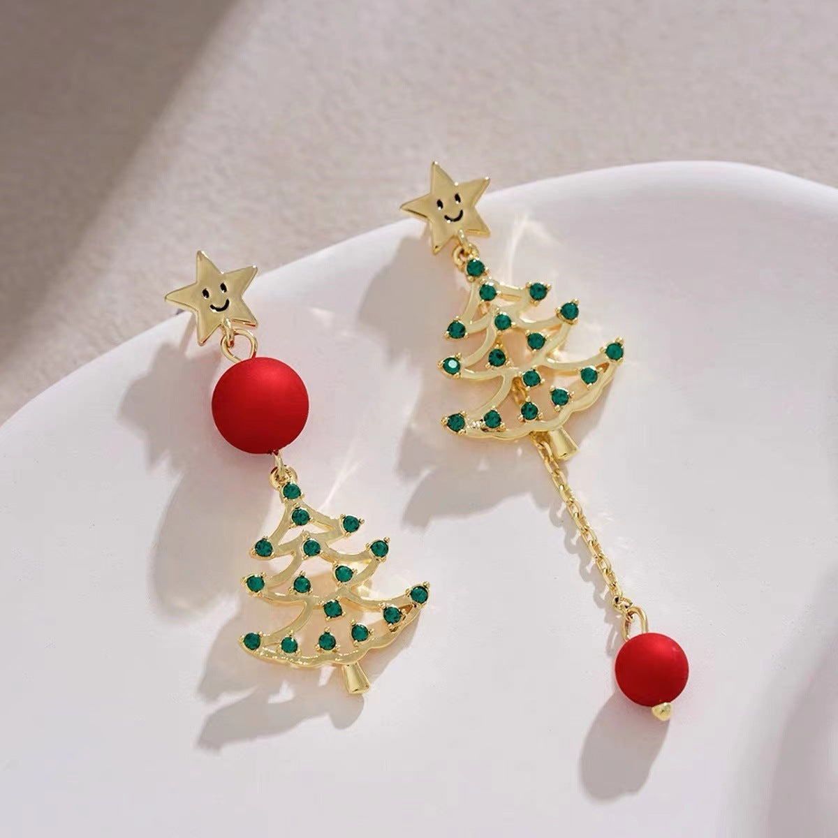 Simple Hollow-out Long Colorful Christmas Tree Tassel Earrings