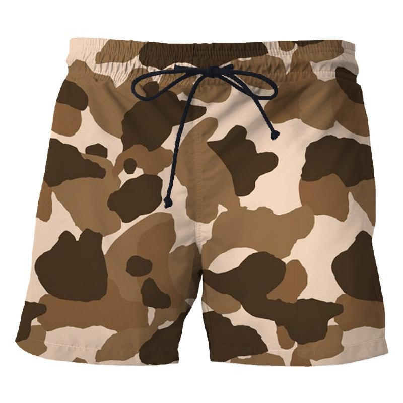 Men's Camouflage Printed Shorts Relaxed Vinylon Fabric