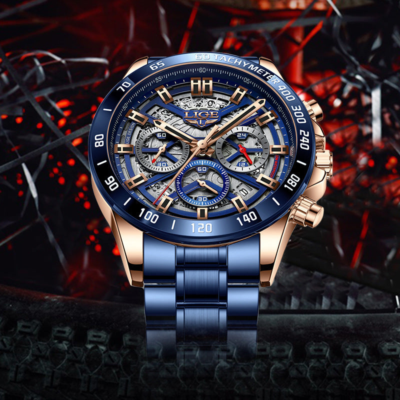 Men's Quartz Hollow New Concept Multifunctional Waterproof Watch