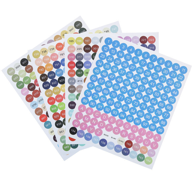 Diamond Painting Round Sticker Set – DMC Color Card Number Labels
