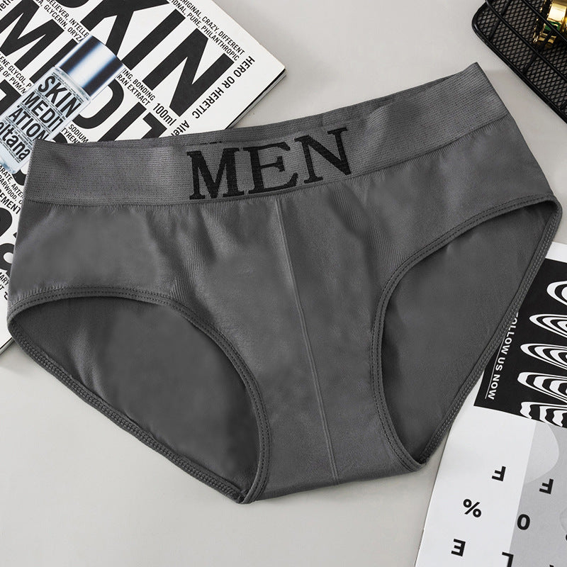Men's Polyester Briefs Breathable 3D Text Pattern Mid Rise