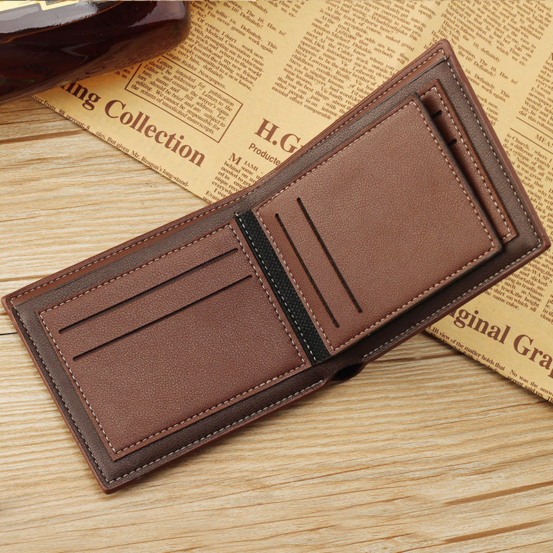 Men's Short Glossy Leather Wallet