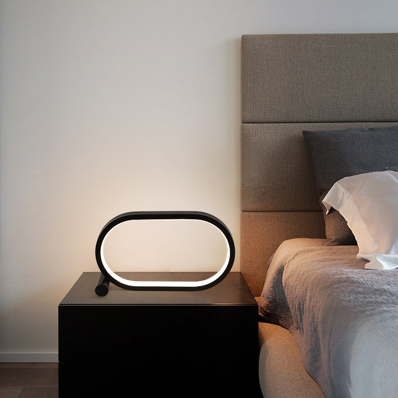 USB Plug-In Oval Acrylic Lamp – Touch Control Dimmable Modern Bedside & Desk LED Night Lamp