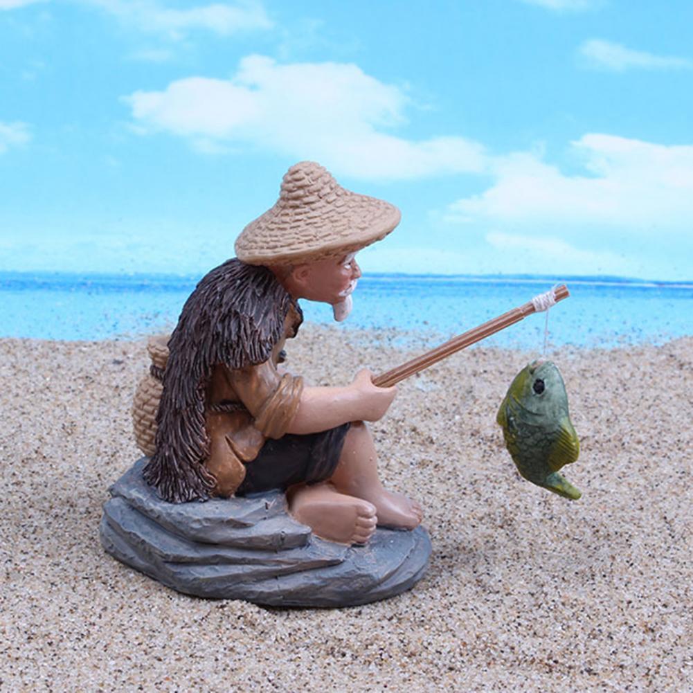 Aquarium Assembly Fisherman Fishing Craft Ornament