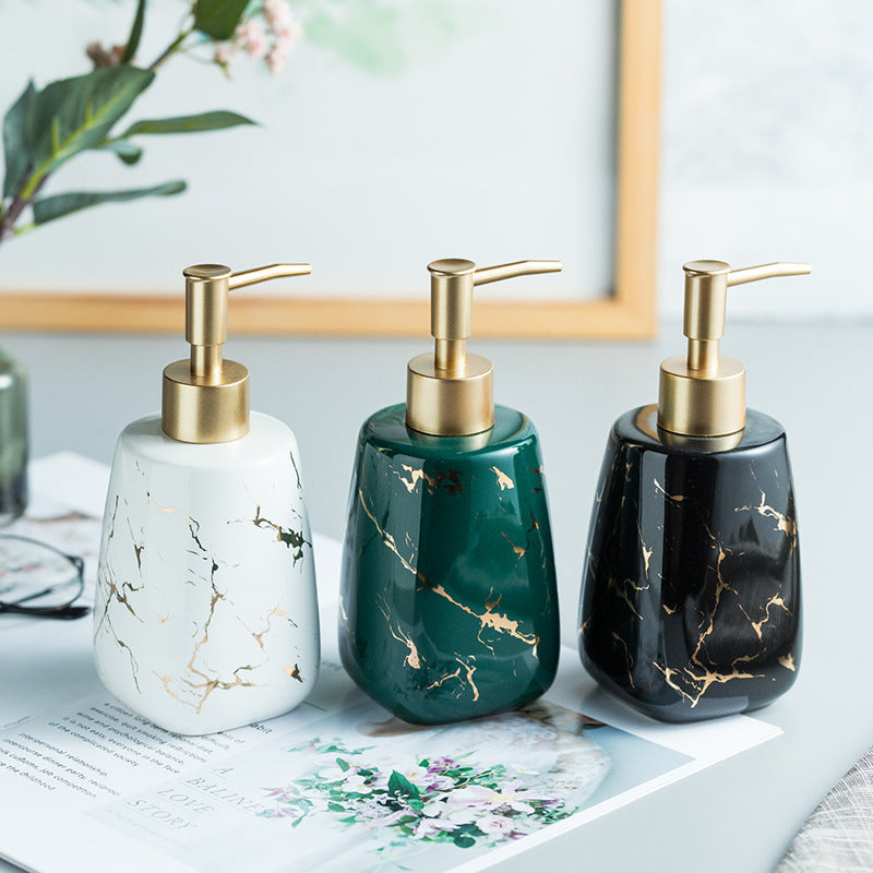 Ceramic Bathroom Storage Bottle – Refillable Soap/Lotion Dispenser, Pump