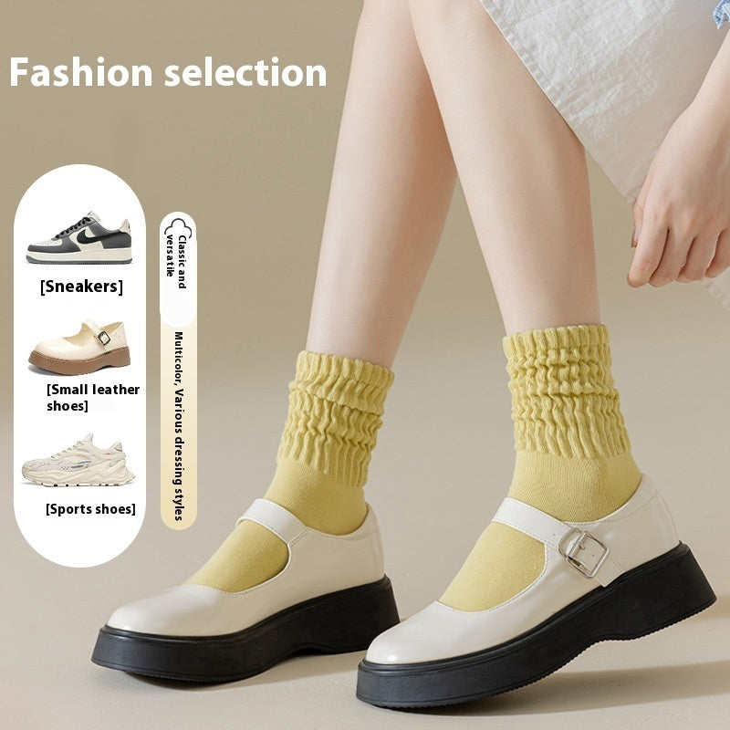 Autumn & Winter Korean Style Cotton Mid-Calf Socks for Girls – Cozy Warm Trendy
